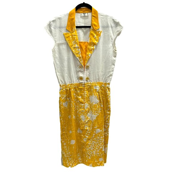 Valentino Dresses & Skirts - Vintage Valentino Miss V Yellow White Floral Skirt Set Dress 2 Pieces Small